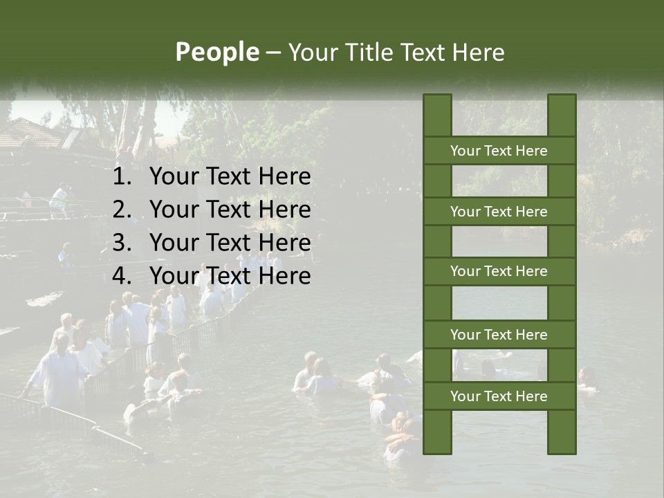 A Group Of People In White Shirts Are In The Water PowerPoint Template
