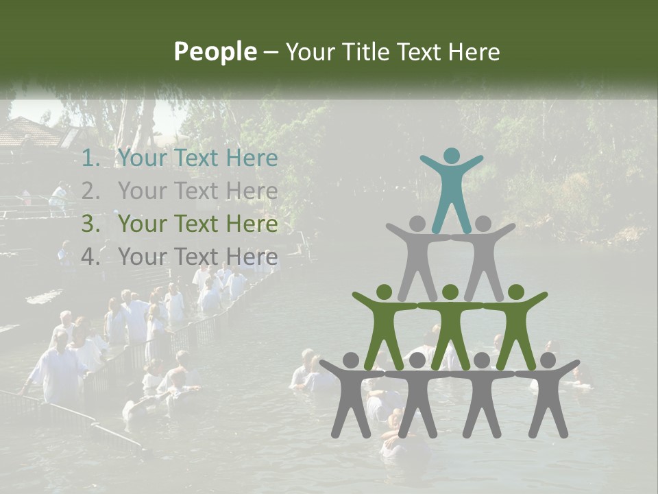 A Group Of People In White Shirts Are In The Water PowerPoint Template