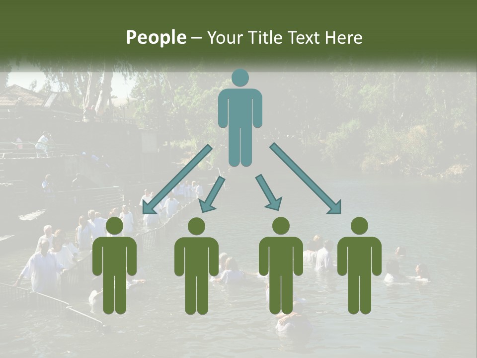 A Group Of People In White Shirts Are In The Water PowerPoint Template