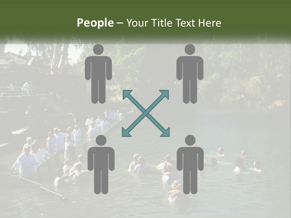 A Group Of People In White Shirts Are In The Water PowerPoint Template