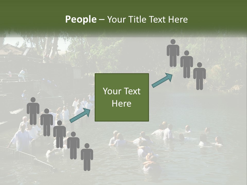 A Group Of People In White Shirts Are In The Water PowerPoint Template