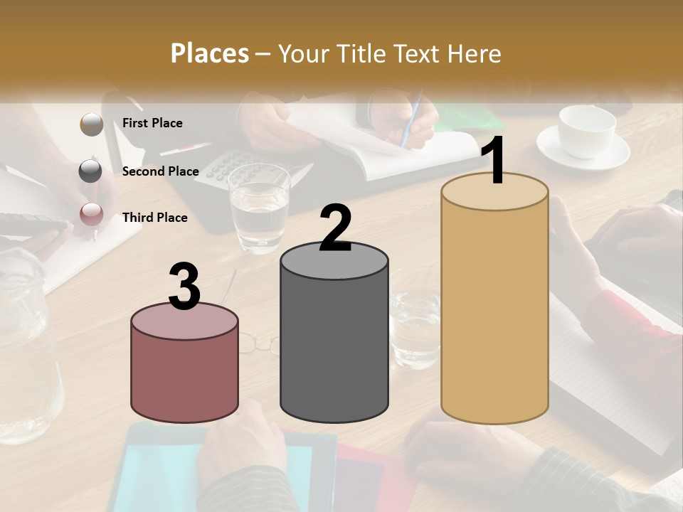 A Group Of People Sitting Around A Wooden Table PowerPoint Template
