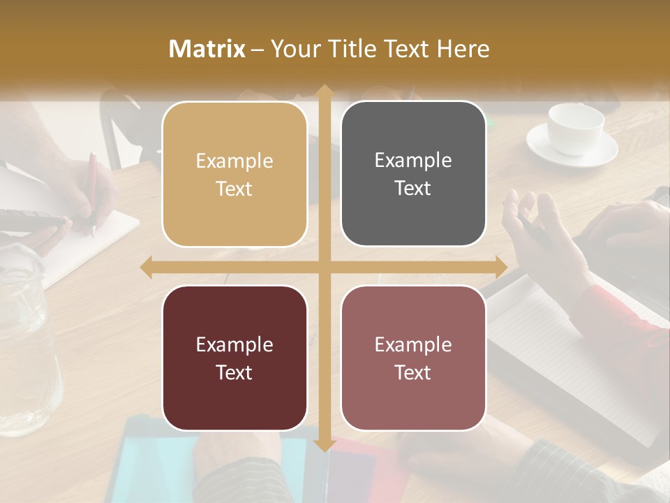 A Group Of People Sitting Around A Wooden Table PowerPoint Template