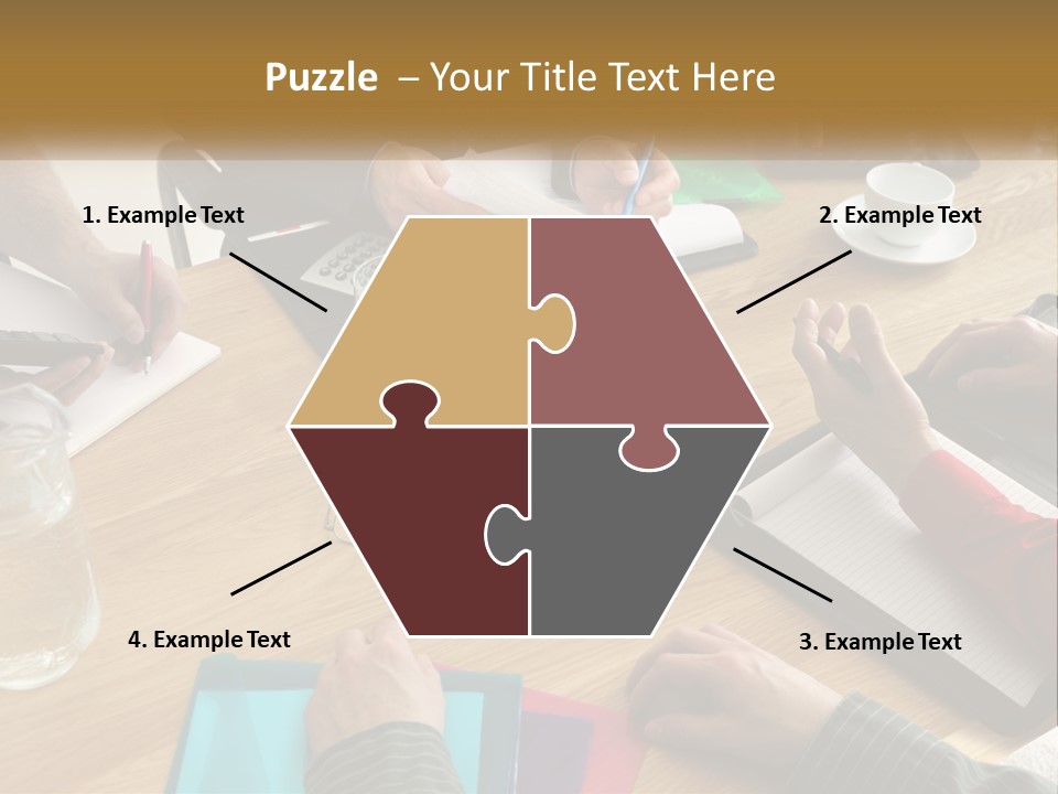 A Group Of People Sitting Around A Wooden Table PowerPoint Template