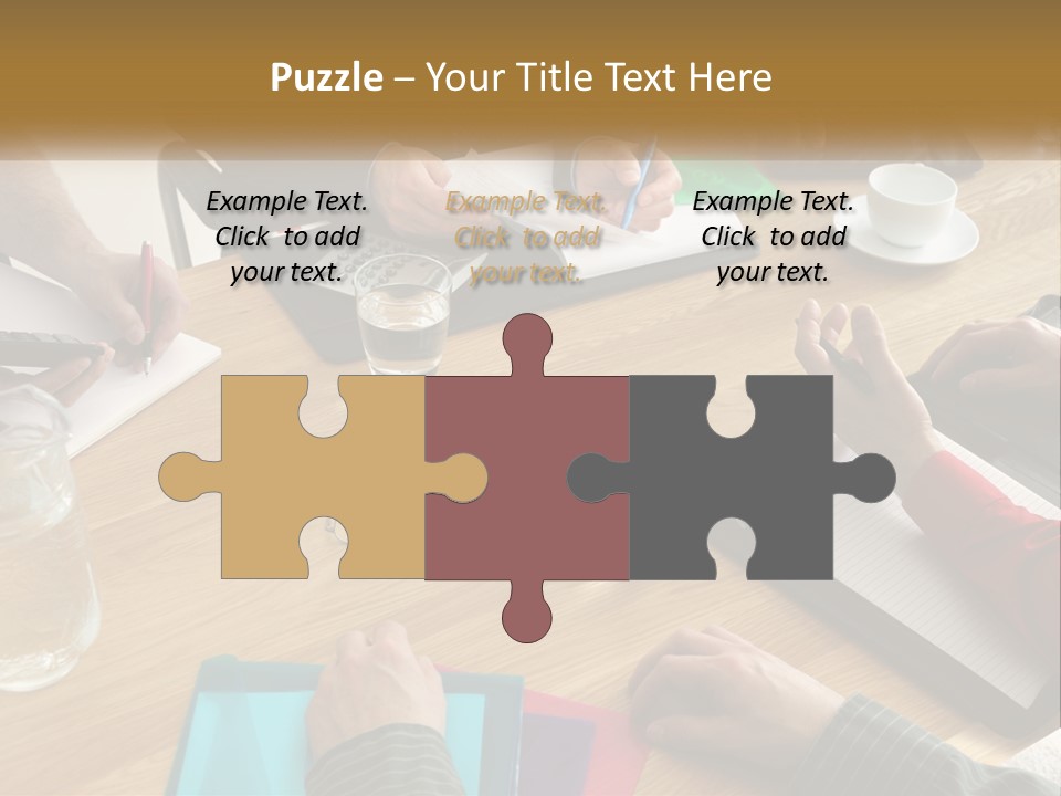 A Group Of People Sitting Around A Wooden Table PowerPoint Template