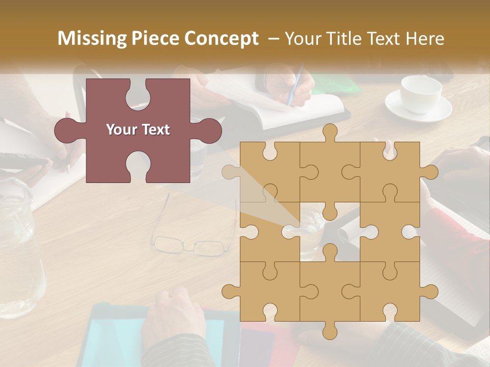 A Group Of People Sitting Around A Wooden Table PowerPoint Template