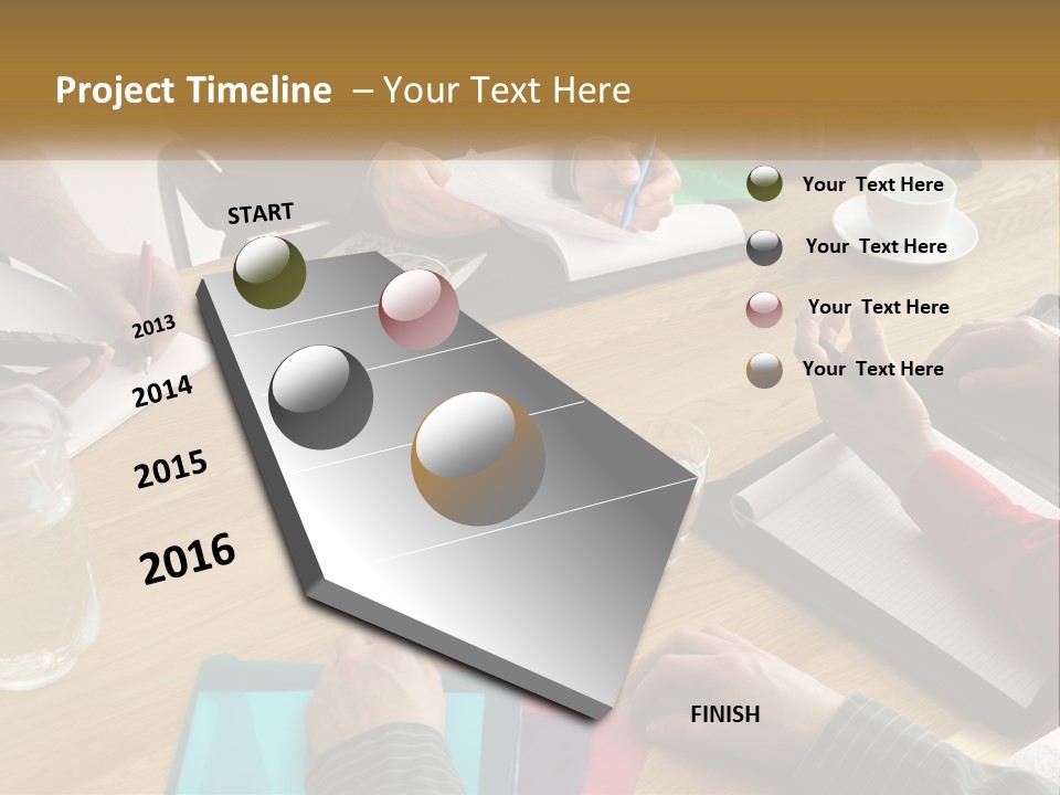 A Group Of People Sitting Around A Wooden Table PowerPoint Template
