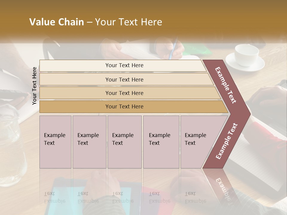 A Group Of People Sitting Around A Wooden Table PowerPoint Template