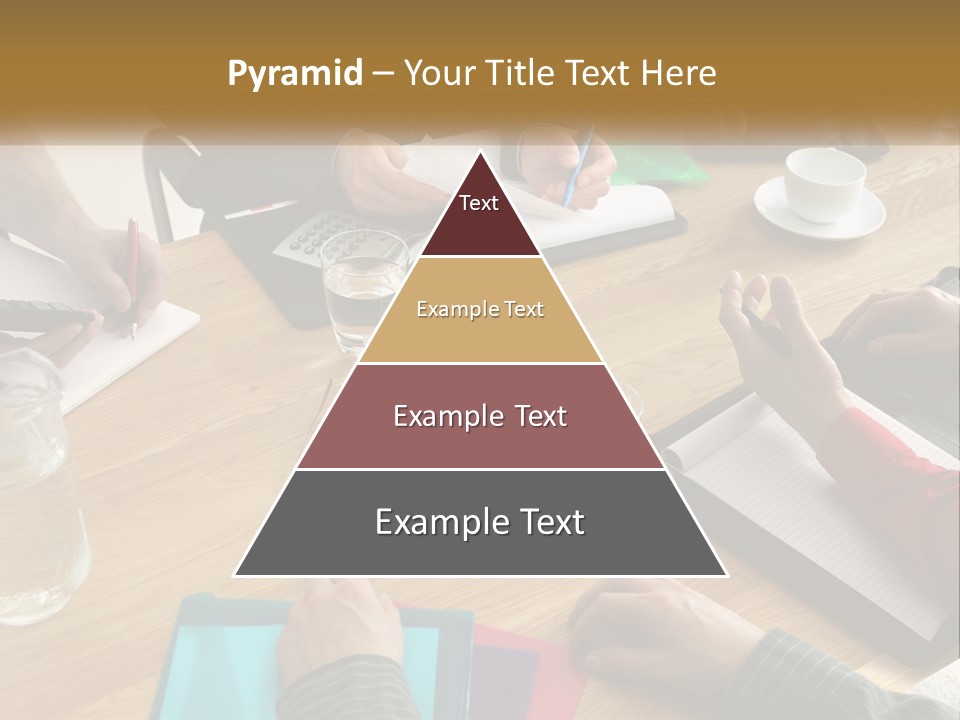 A Group Of People Sitting Around A Wooden Table PowerPoint Template