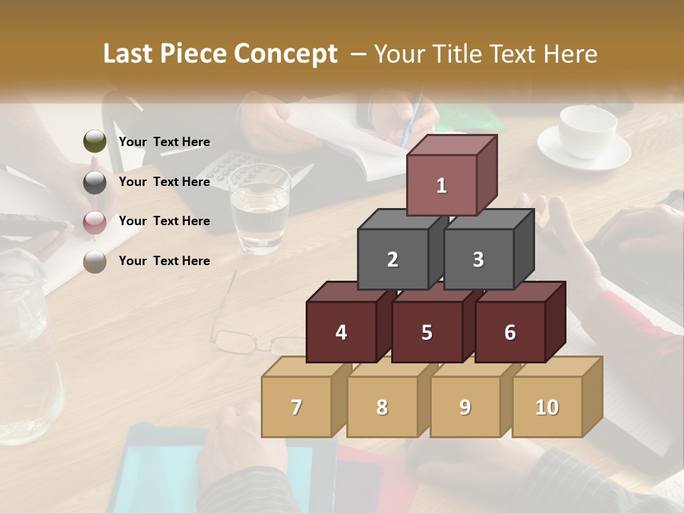 A Group Of People Sitting Around A Wooden Table PowerPoint Template