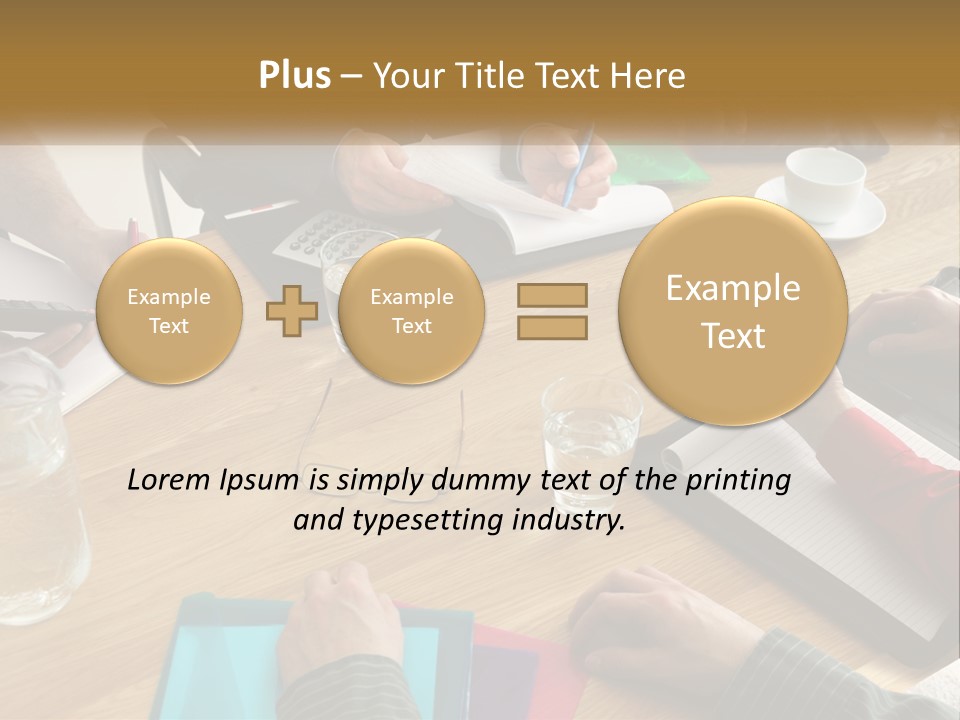 A Group Of People Sitting Around A Wooden Table PowerPoint Template