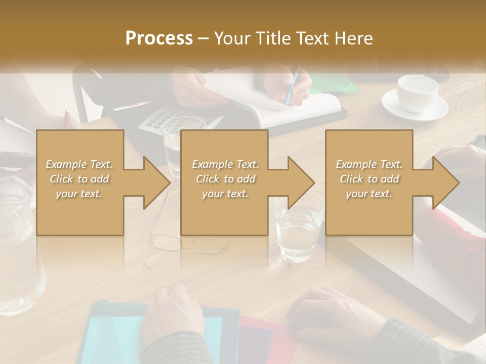 A Group Of People Sitting Around A Wooden Table PowerPoint Template