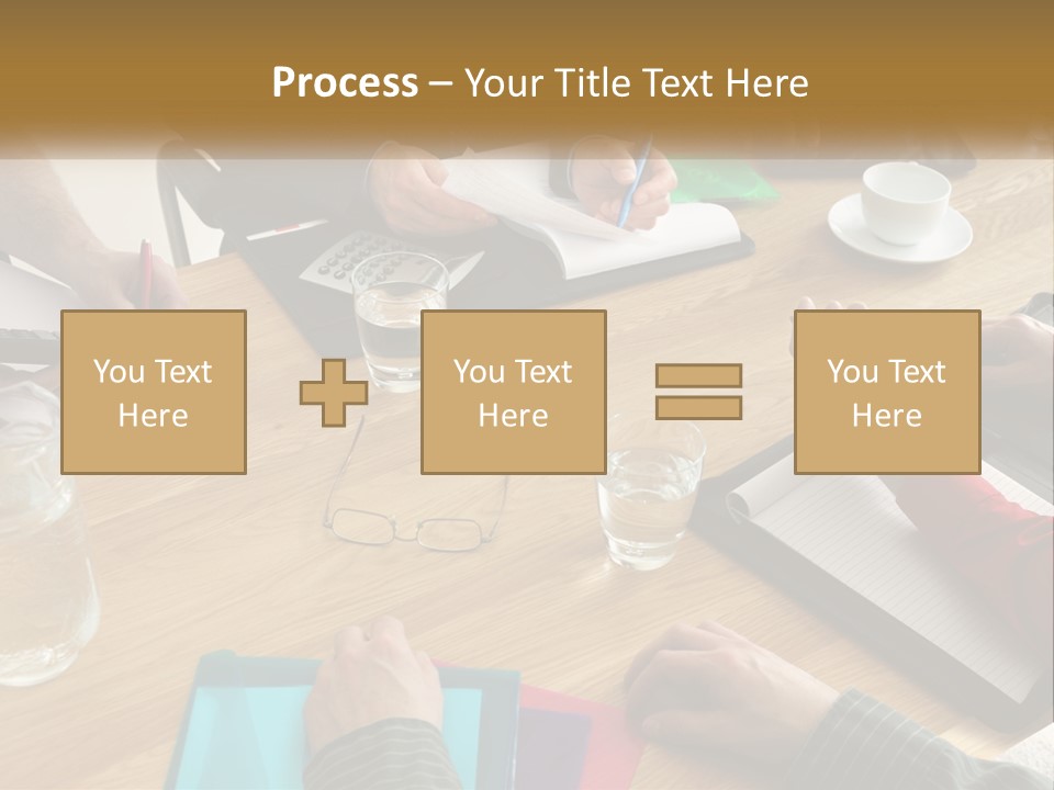 A Group Of People Sitting Around A Wooden Table PowerPoint Template