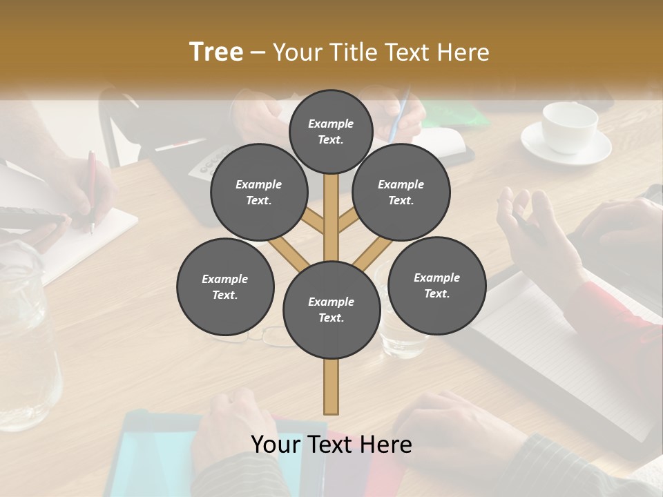 A Group Of People Sitting Around A Wooden Table PowerPoint Template