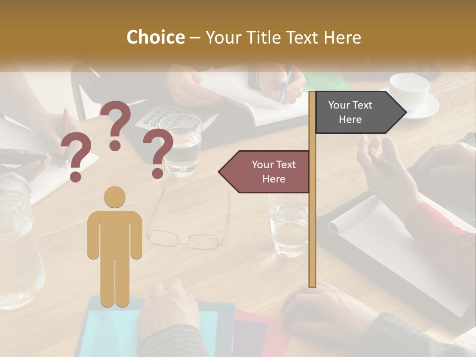 A Group Of People Sitting Around A Wooden Table PowerPoint Template
