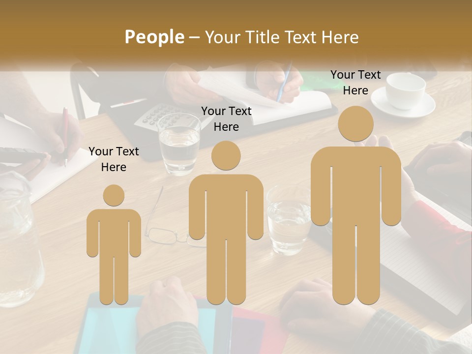 A Group Of People Sitting Around A Wooden Table PowerPoint Template