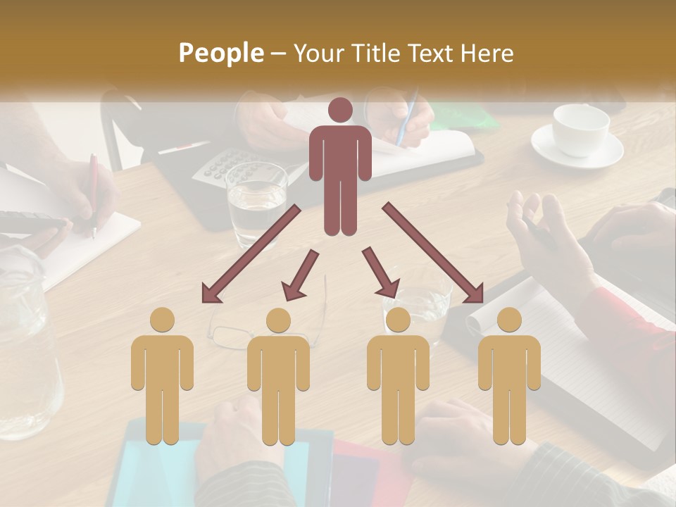 A Group Of People Sitting Around A Wooden Table PowerPoint Template