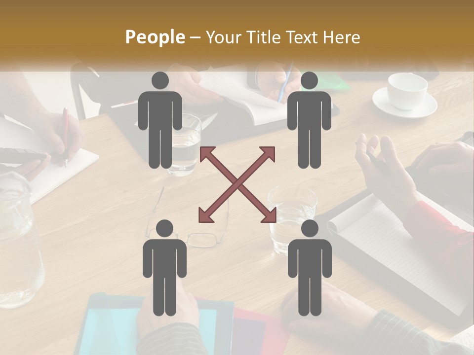 A Group Of People Sitting Around A Wooden Table PowerPoint Template