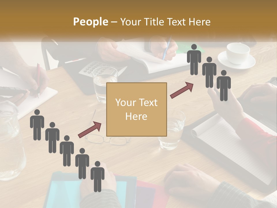 A Group Of People Sitting Around A Wooden Table PowerPoint Template
