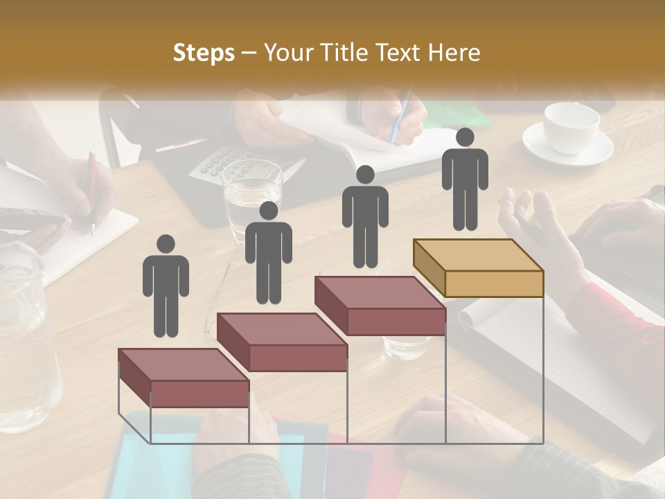 A Group Of People Sitting Around A Wooden Table PowerPoint Template