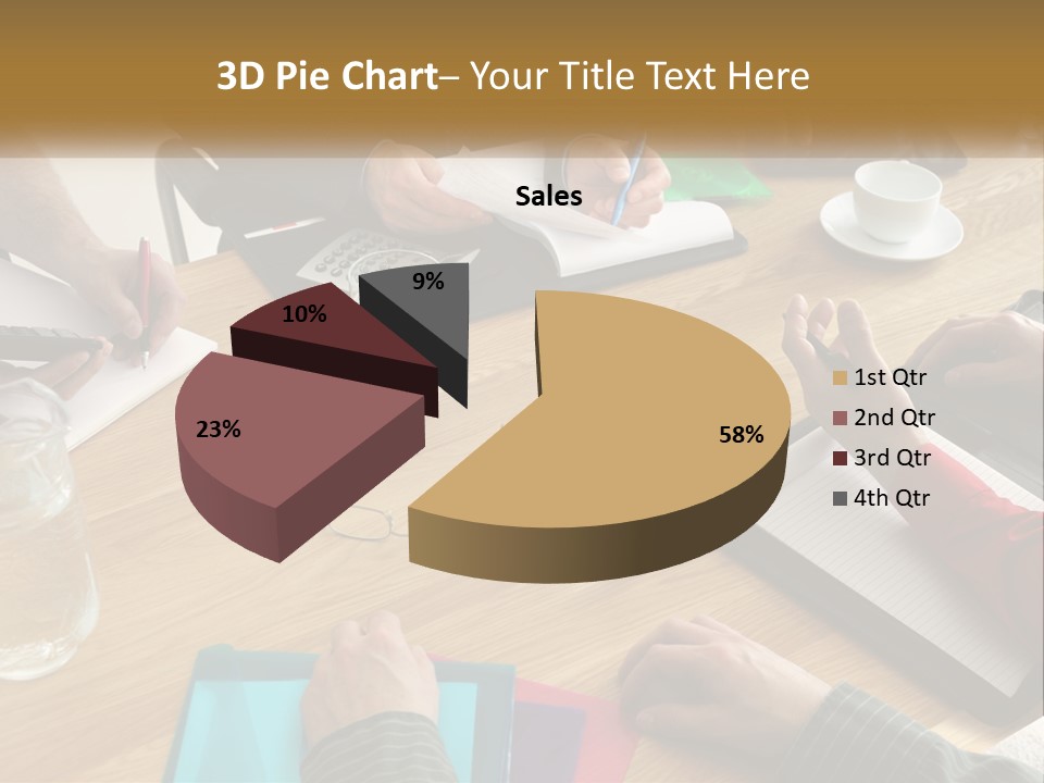 A Group Of People Sitting Around A Wooden Table PowerPoint Template