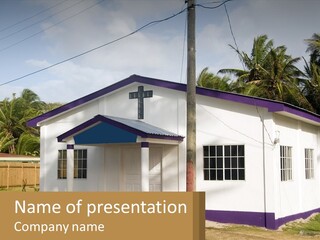 A Small Church With A Cross On The Roof PowerPoint Template