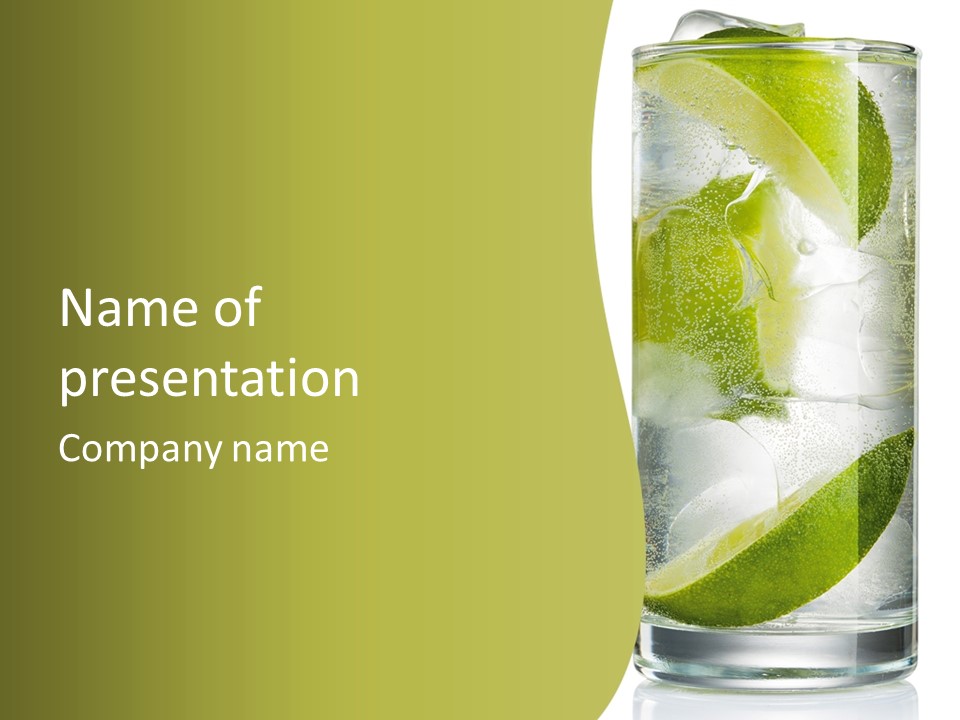 A Glass Filled With Ice And Lime Slices PowerPoint Template