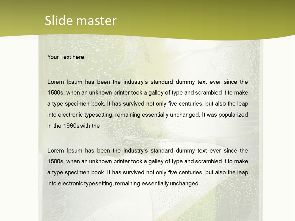 A Glass Filled With Ice And Lime Slices PowerPoint Template