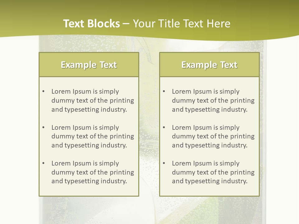 A Glass Filled With Ice And Lime Slices PowerPoint Template
