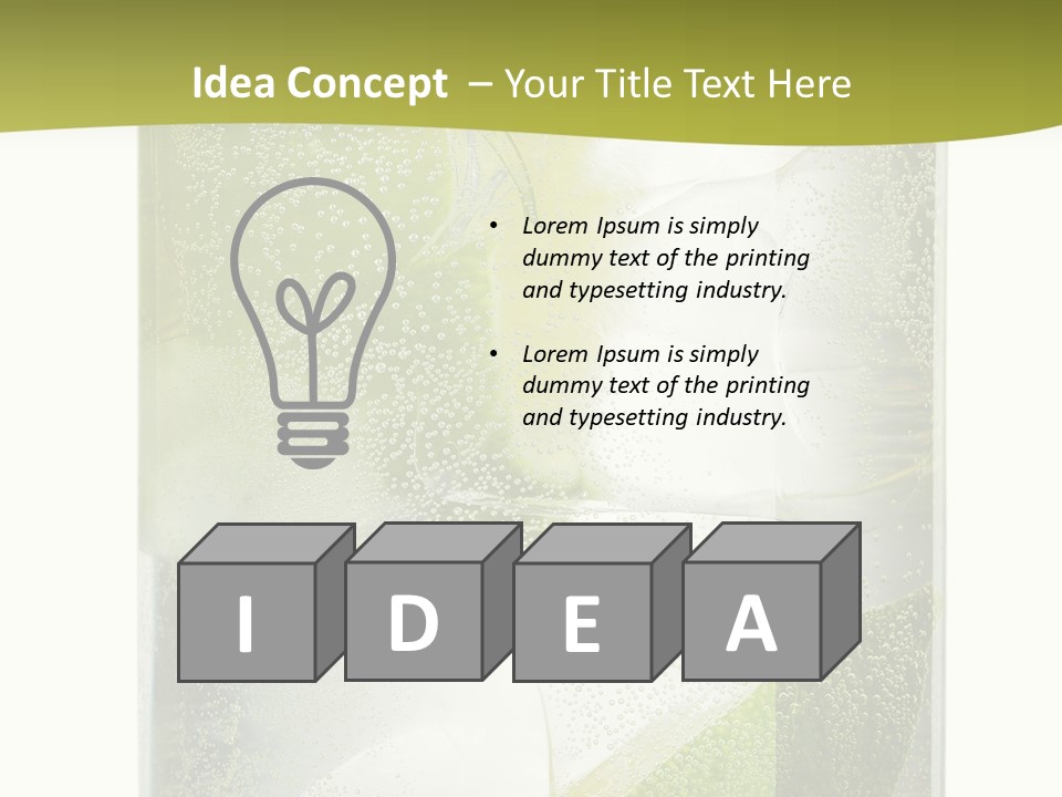A Glass Filled With Ice And Lime Slices PowerPoint Template