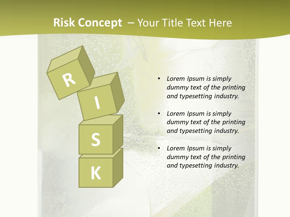A Glass Filled With Ice And Lime Slices PowerPoint Template