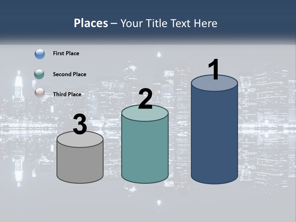 A City At Night With A Reflection In The Water PowerPoint Template