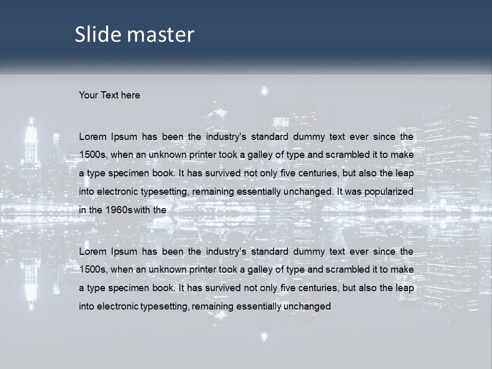 A City At Night With A Reflection In The Water PowerPoint Template
