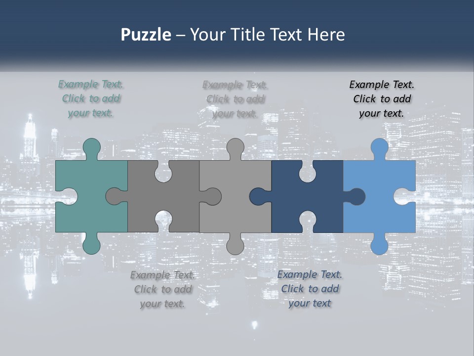A City At Night With A Reflection In The Water PowerPoint Template