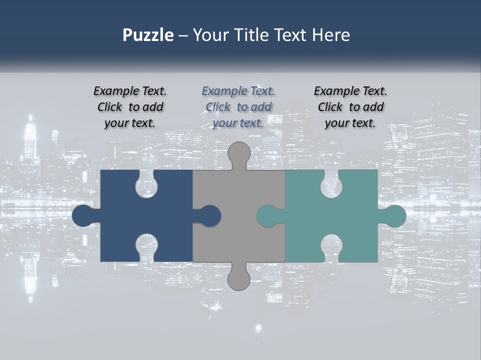 A City At Night With A Reflection In The Water PowerPoint Template