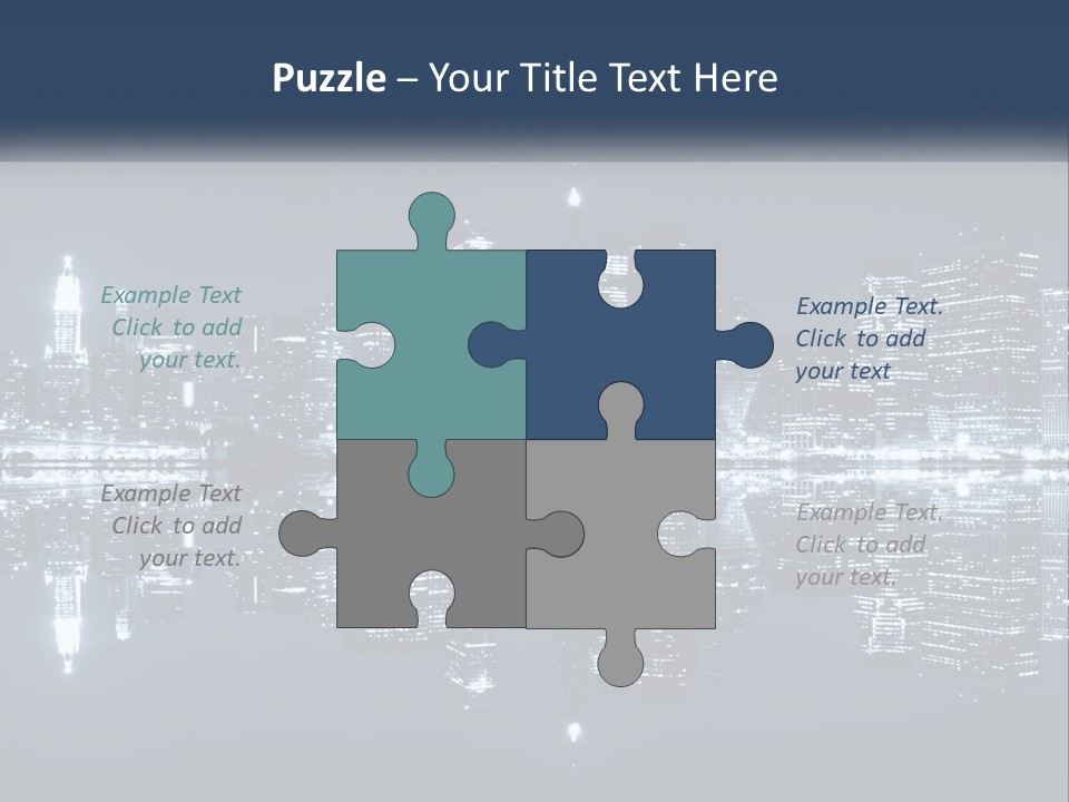 A City At Night With A Reflection In The Water PowerPoint Template