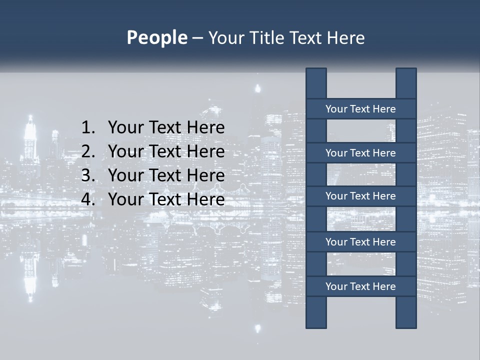 A City At Night With A Reflection In The Water PowerPoint Template