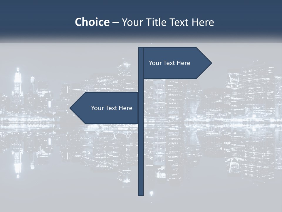 A City At Night With A Reflection In The Water PowerPoint Template