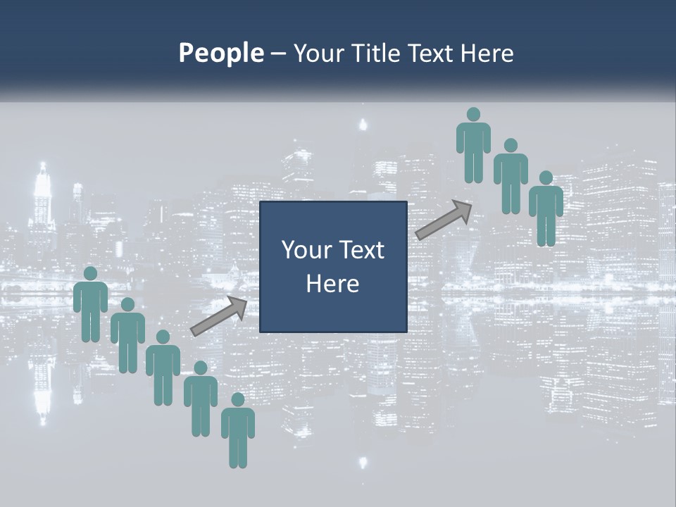 A City At Night With A Reflection In The Water PowerPoint Template