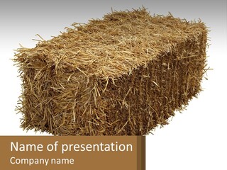 A Pile Of Hay With A Brown Sign In Front Of It PowerPoint Template