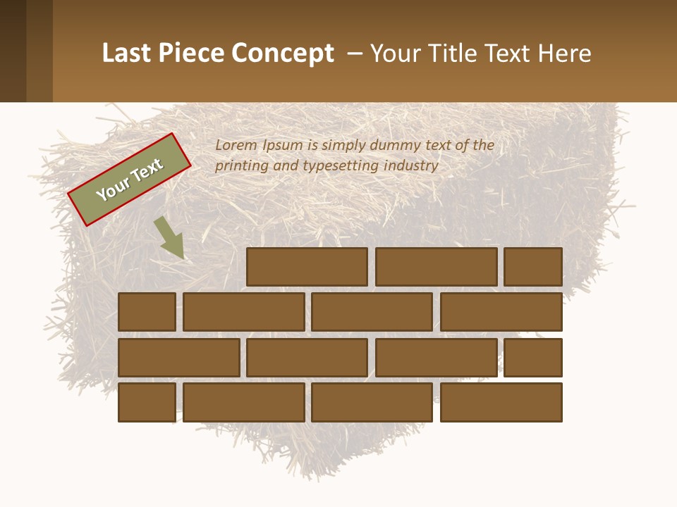 A Pile Of Hay With A Brown Sign In Front Of It PowerPoint Template