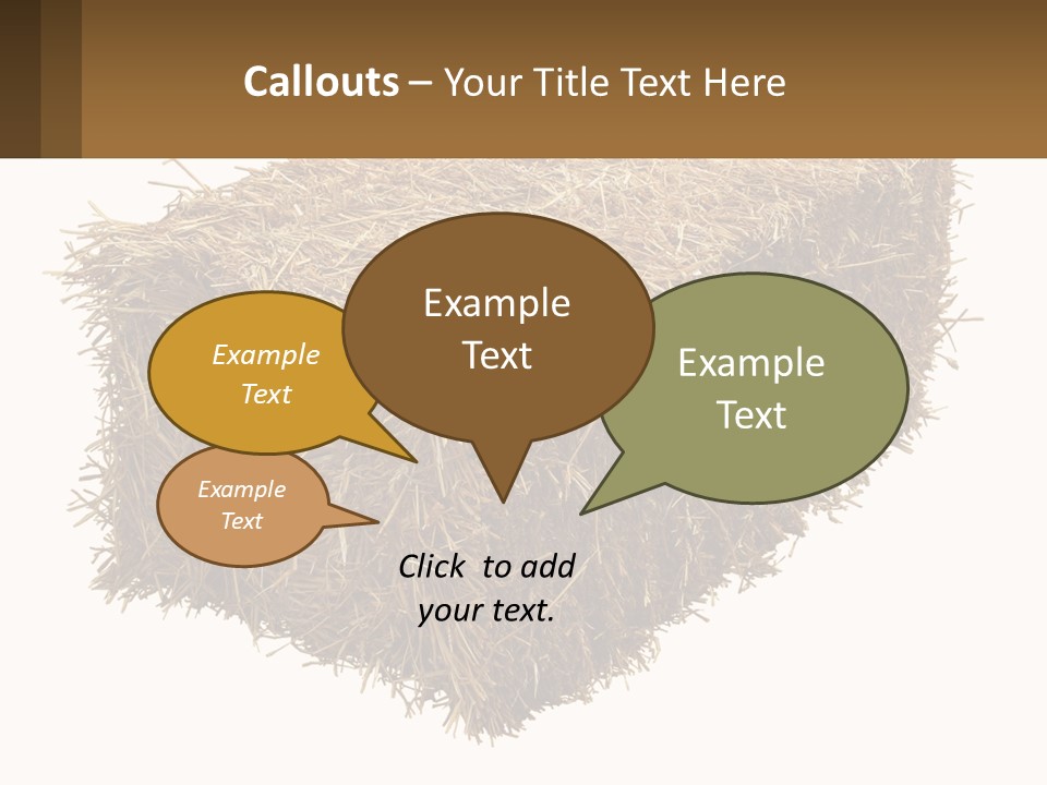 A Pile Of Hay With A Brown Sign In Front Of It PowerPoint Template