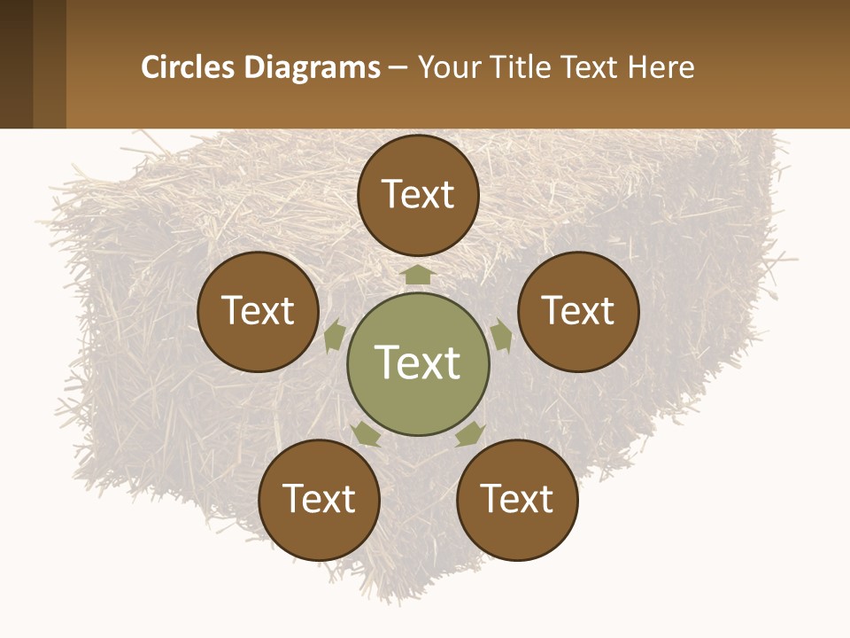 A Pile Of Hay With A Brown Sign In Front Of It PowerPoint Template