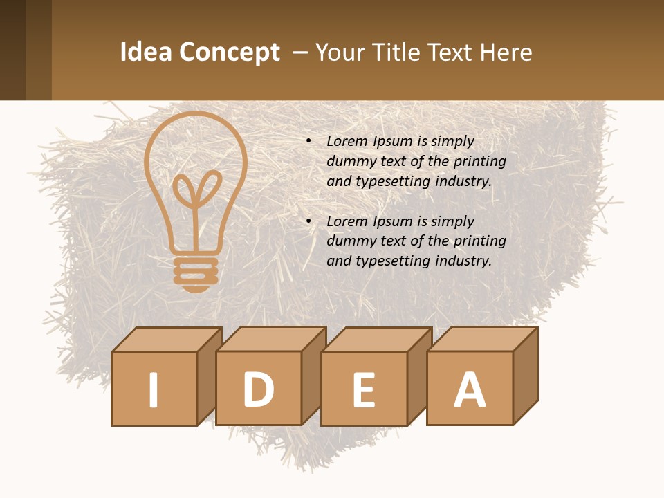 A Pile Of Hay With A Brown Sign In Front Of It PowerPoint Template