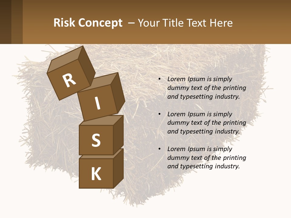 A Pile Of Hay With A Brown Sign In Front Of It PowerPoint Template
