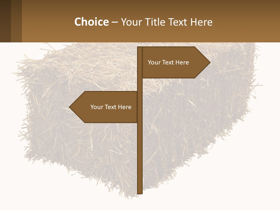 A Pile Of Hay With A Brown Sign In Front Of It PowerPoint Template