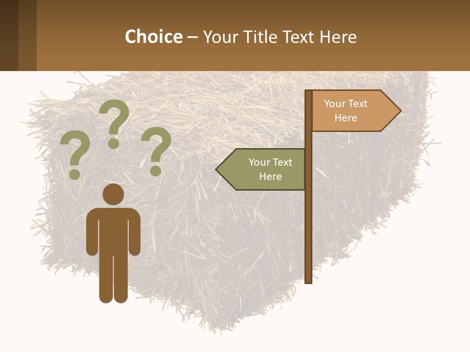 A Pile Of Hay With A Brown Sign In Front Of It PowerPoint Template