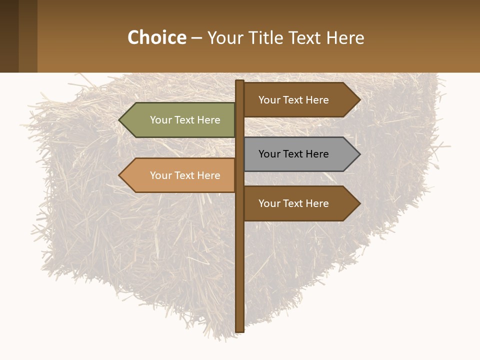 A Pile Of Hay With A Brown Sign In Front Of It PowerPoint Template
