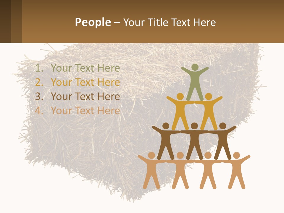 A Pile Of Hay With A Brown Sign In Front Of It PowerPoint Template