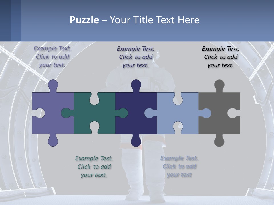 A Man In A Space Suit Is Walking Through A Tunnel PowerPoint Template